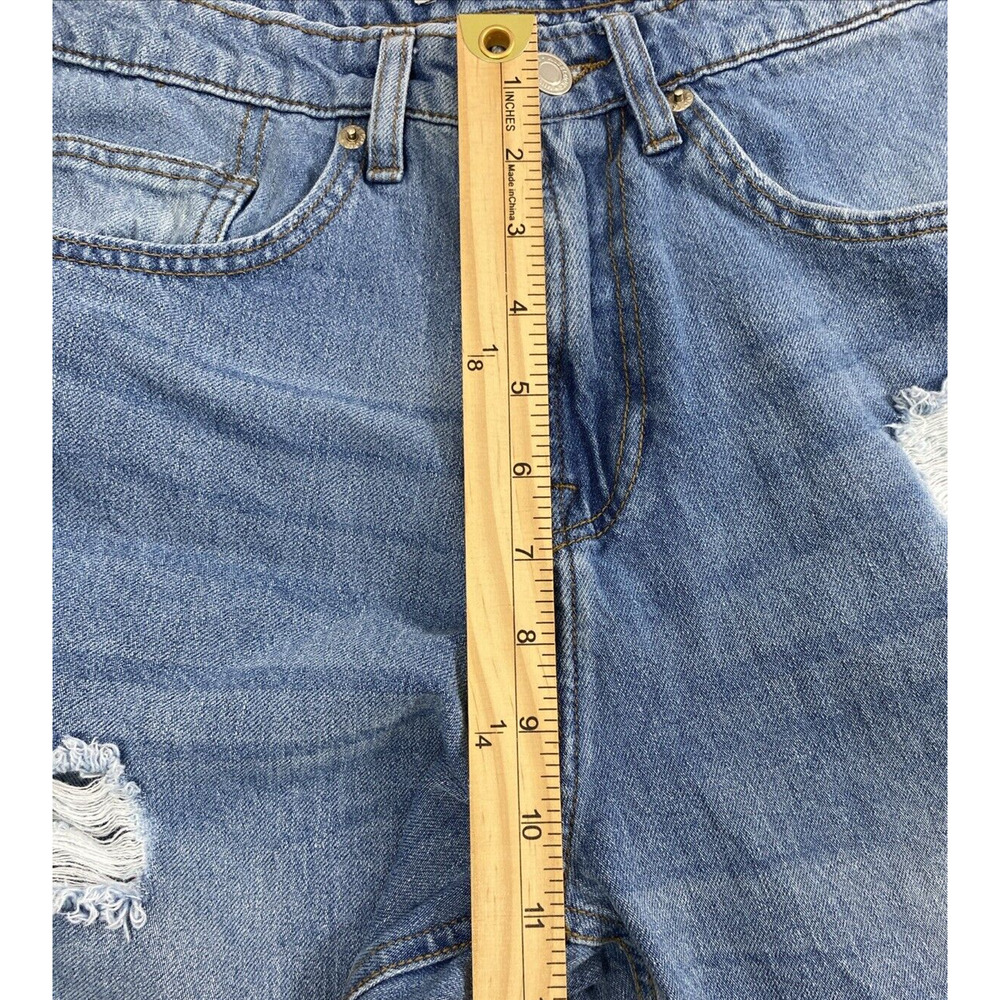 Muselook Relaxed Mom Jeans Junior 13 Hi Rise Destroyed Denim Raw Hem Medium Wash - Picture 6 of 10